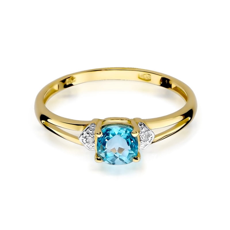 Pierścionek zaręczynowy z żółtego złota z topazem i diamentami 0,01ct Fire Of Love BW-39-topaz