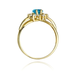 Pierścionek zaręczynowy z żółtego złota z topazem i diamentami 0,01ct Fire Of Love BW-39-topaz
