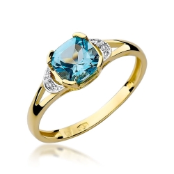 Pierścionek zaręczynowy z żółtego złota z topazem i diamentami 0,01ct Fire Of Love BW-40-topaz