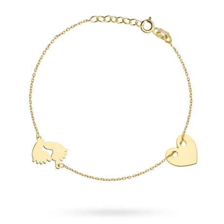 Przejdź do produktu Bransoletka złote serduszko i stópki 