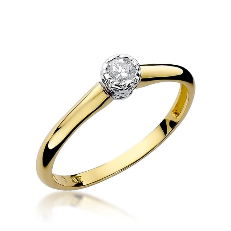 Pierścionek zaręczynowy z żółtego złota z diamentem 0,13ct Fire Of Love BW-42