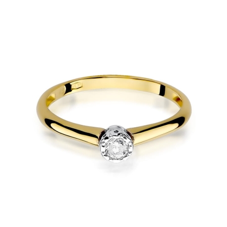 Przejdź do produktu Pierścionek zaręczynowy z żółtego złota z diamentem 0,13ct Fire Of Love