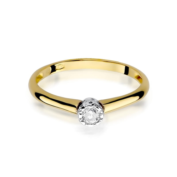 Pierścionek zaręczynowy z żółtego złota z diamentem 0,13ct Fire Of Love BW-42