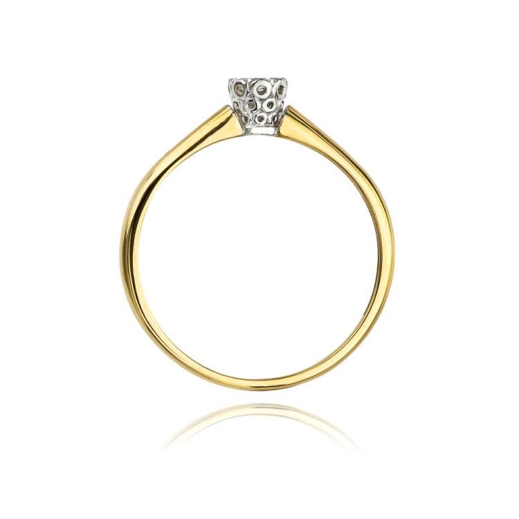 Pierścionek zaręczynowy z żółtego złota z diamentem 0,13ct Fire Of Love BW-42