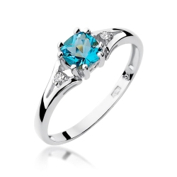 Pierścionek zaręczynowy z białego złota z topazem i diamentami 0,03ct Fire Of Love BW-44-topaz