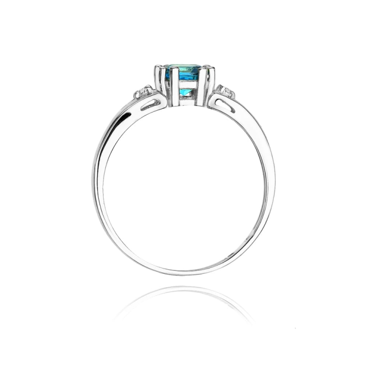 Pierścionek zaręczynowy z białego złota z topazem i diamentami 0,03ct Fire Of Love BW-44-topaz