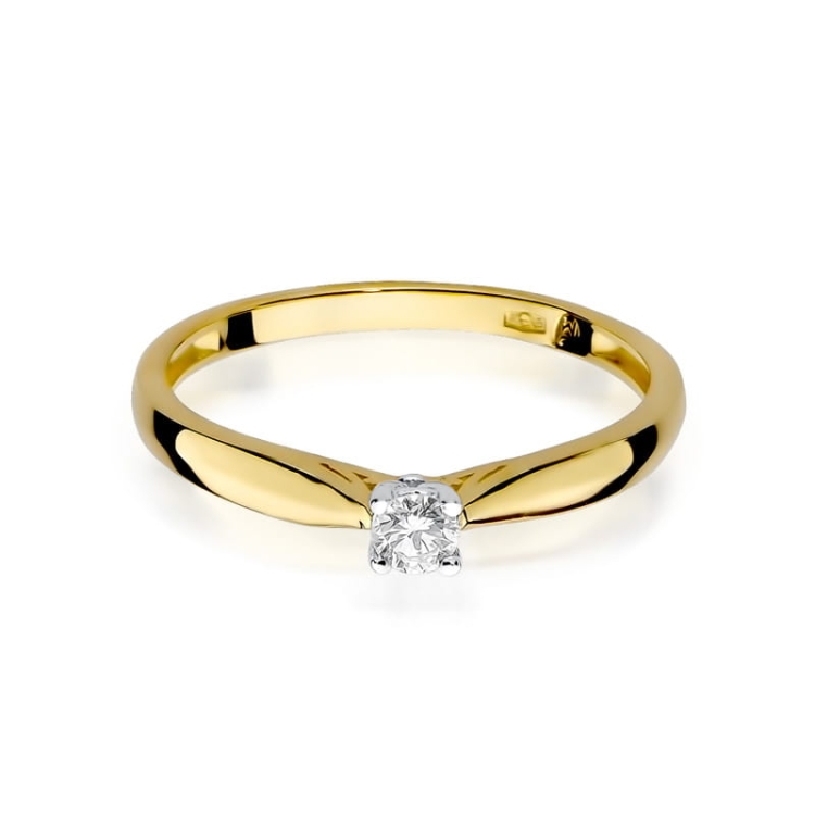 Pierścionek zaręczynowy z żółtego złota z diamentem 0,10ct Fire Of Love BW-45