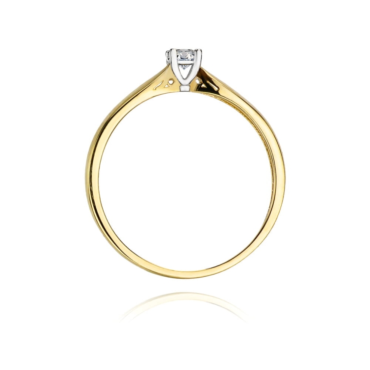Pierścionek zaręczynowy z żółtego złota z diamentem 0,10ct Fire Of Love BW-45