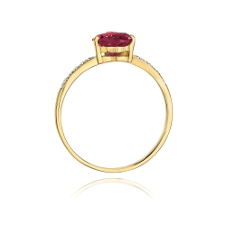 Pierścionek zaręczynowy z żółtego złota z rubinem i diamentami 0,06ct Fire Of Love BW-50-rubin