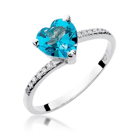 Przejdź do produktu Pierścionek zaręczynowy z białego złota z topazem i diamentami 0,06ct Fire Of Love 