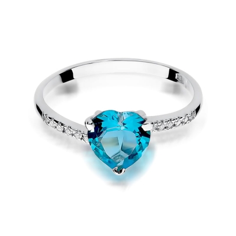 Przejdź do produktu Pierścionek zaręczynowy z białego złota z topazem i diamentami 0,06ct Fire Of Love 