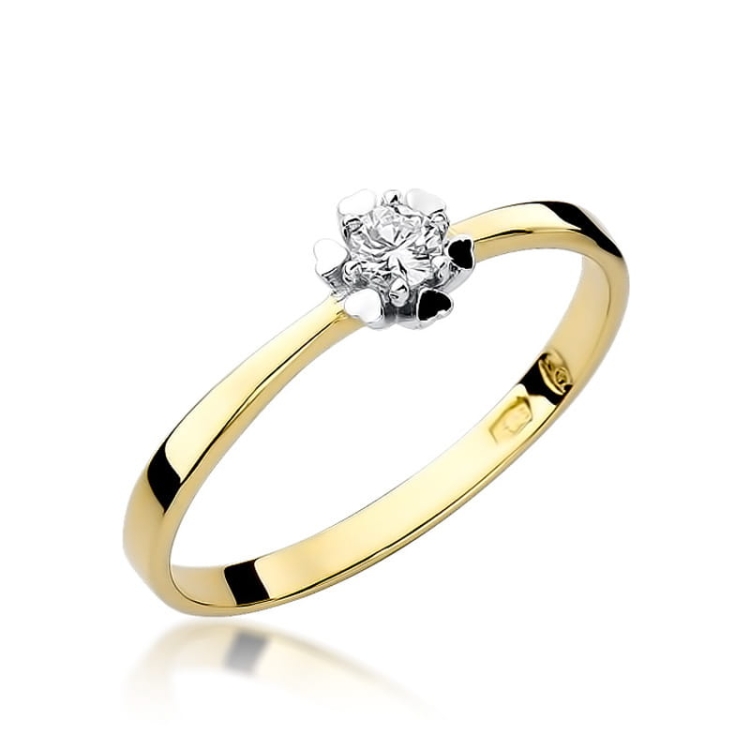 Pierścionek zaręczynowy z żółtego złota z diamentem 0,10ct Fire Of Love BW-53