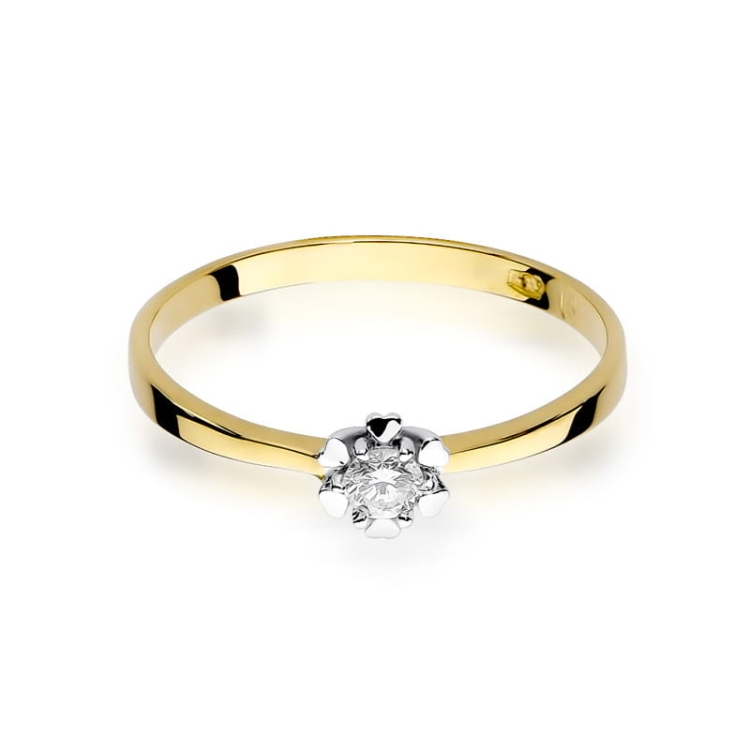 Pierścionek zaręczynowy z żółtego złota z diamentem 0,10ct Fire Of Love BW-53