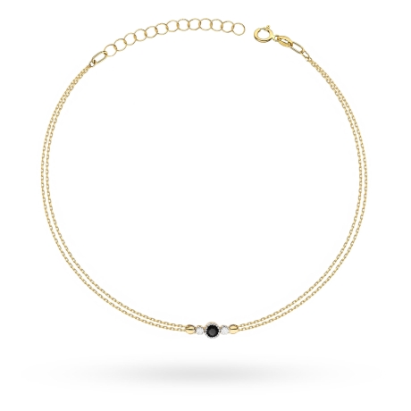 Przejdź do produktu Bransoletka z żółtego złota 585 z czarnym diamentem 0,12ct The Diamonds B003