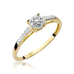 Pierścionek zaręczynowy z żółtego złota z diamentami 0,12ct Fire Of Love BW-55