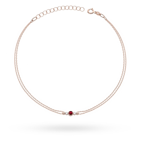 Przejdź do produktu Bransoletka z różowego złota 585 z rubinem 0,15ct diamentami The Diamonds B005