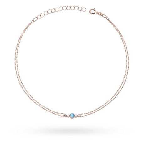 Przejdź do produktu Bransoletka z różowego złota 585 z topazem 0,15ct i diamentami The Diamonds B005 