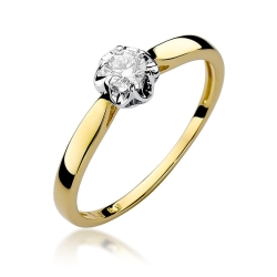 Pierścionek zaręczynowy z żółtego złota z diamentem 0,15ct Fire Of Love BW-62