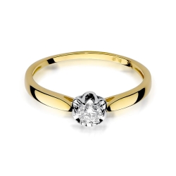 Pierścionek zaręczynowy z żółtego złota z diamentem 0,15ct Fire Of Love BW-62