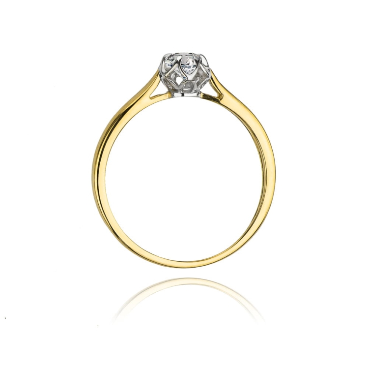 Pierścionek zaręczynowy z żółtego złota z diamentem 0,15ct Fire Of Love BW-62