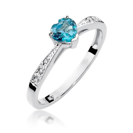 Przejdź do produktu Pierścionek zaręczynowy z białego złota z topazem i diamentami 0,03ct Fire Of Love