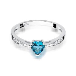 Pierścionek zaręczynowy z białego złota z topazem i diamentami 0,03ct Fire Of Love BW-65-topaz-b