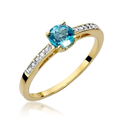 Pierścionek zaręczynowy z żółtego złota z topazem i diamentami 0,05ct Fire Of Love BW-66-topaz
