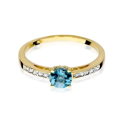 Pierścionek zaręczynowy z żółtego złota z topazem i diamentami 0,05ct Fire Of Love BW-66-topaz