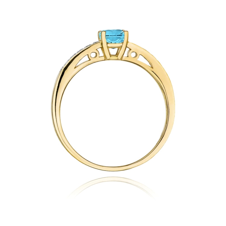Pierścionek zaręczynowy z żółtego złota z topazem i diamentami 0,05ct Fire Of Love BW-66-topaz