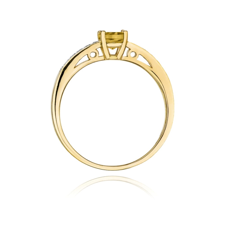 Pierścionek zaręczynowy z żółtego złota z cytrynem i diamentami 0,05ct Fire Of Love BW-66-cytryn
