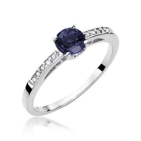 Przejdź do produktu Pierścionek zaręczynowy z białego złota z szafirem i diamentami 0,05ct Fire Of Love