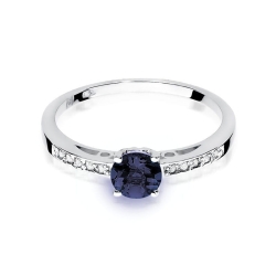 Pierścionek zaręczynowy z białego złota z szafirem i diamentami 0,05ct Fire Of Love BW-66-szafir-b