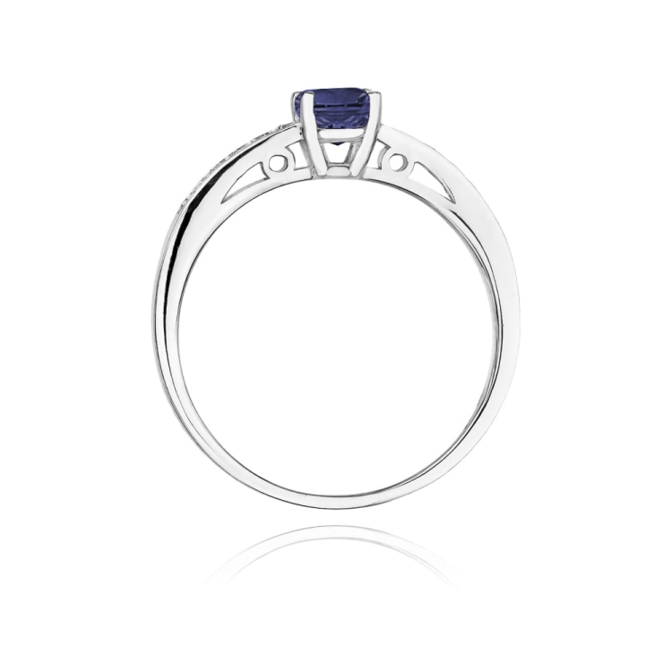Pierścionek zaręczynowy z białego złota z szafirem i diamentami 0,05ct Fire Of Love BW-66-szafir-b