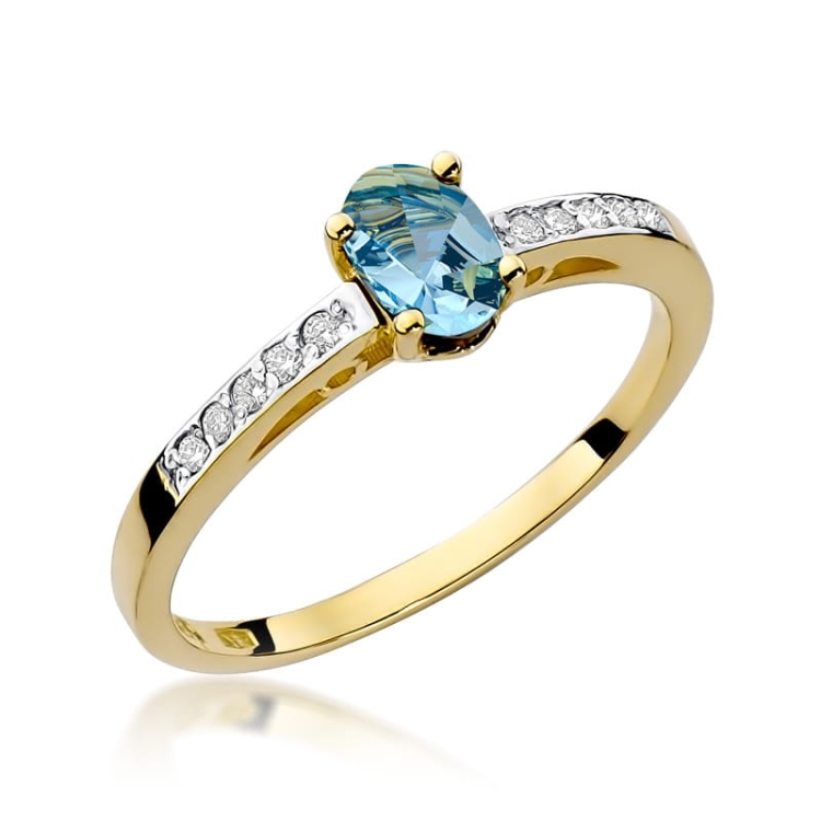 Pierścionek zaręczynowy z żółtego złota z topazem i diamentami 0,05ct Fire Of Love BW-67-topaz