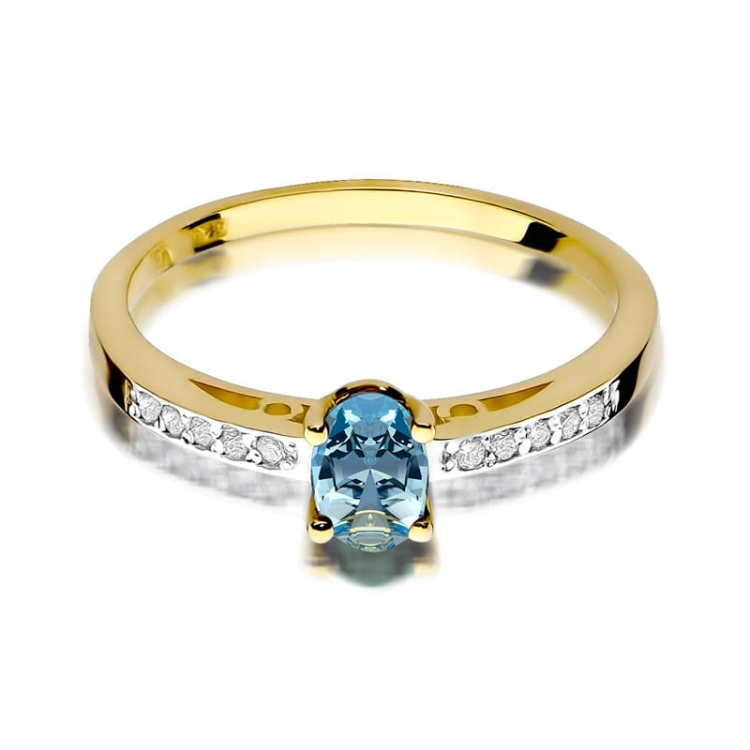 Pierścionek zaręczynowy z żółtego złota z topazem i diamentami 0,05ct Fire Of Love BW-67-topaz
