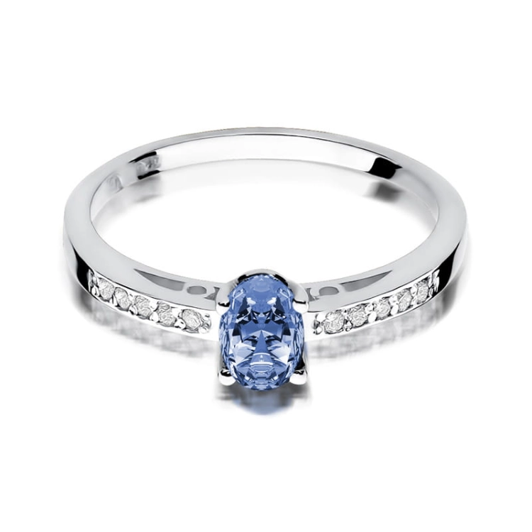 Pierścionek zaręczynowy z białego złota z tanzanitem i diamentami 0,05ct Fire Of Love BW-67-tanzanit-b