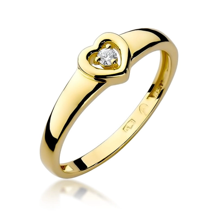 Pierścionek zaręczynowy z żółtego złota z diamentem 0,10ct Fire Of Love