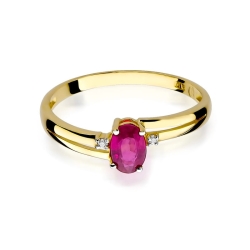 Pierścionek zaręczynowy z żółtego złota z rubinem i diamentami 0,03ct Fire Of Love BW-68-rubin