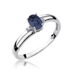 Pierścionek zaręczynowy z białego złota z szafirem i diamentami 0,03ct Fire Of Love BW-68-szafir
