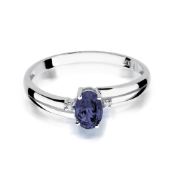 Pierścionek zaręczynowy z białego złota z szafirem i diamentami 0,03ct Fire Of Love BW-68-szafir