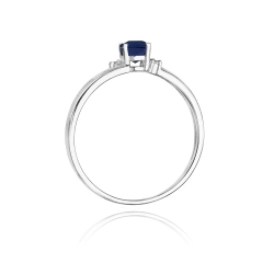 Pierścionek zaręczynowy z białego złota z szafirem i diamentami 0,03ct Fire Of Love BW-68-szafir
