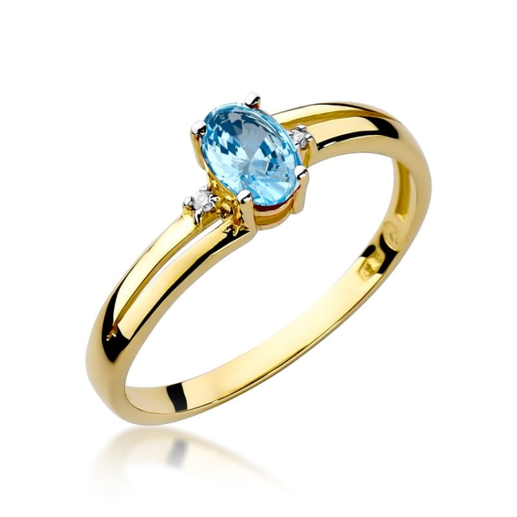 Pierścionek zaręczynowy z żółtego złota z topazem i diamentami 0,03ct Fire Of Love BW-68-topaz