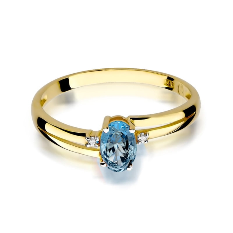 Pierścionek zaręczynowy z żółtego złota z topazem i diamentami 0,03ct Fire Of Love BW-68-topaz