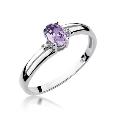 Przejdź do produktu Pierścionek zaręczynowy z białego złota z tanzanitem i diamentami 0,03ct Fire Of Love