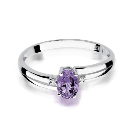 Przejdź do produktu Pierścionek zaręczynowy z białego złota z tanzanitem i diamentami 0,03ct Fire Of Love
