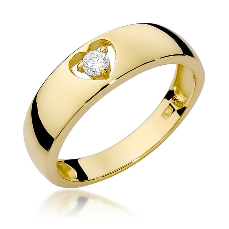 Pierścionek zaręczynowy z żółtego złota z diamentem 0,10ct Fire Of Love BW-71