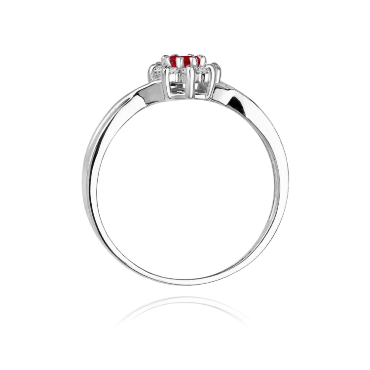 Pierścionek zaręczynowy z białego złota z rubinem i diamentami 0,12ct Fire Of Love BW-72-rubin-b