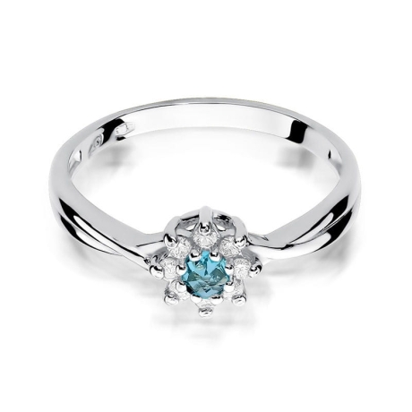 Przejdź do produktu Pierścionek zaręczynowy z białego złota z topazem i diamentami 0,12ct Fire Of Love