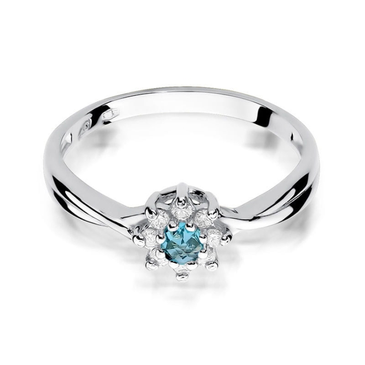 Pierścionek zaręczynowy z białego złota z topazem i diamentami 0,12ct Fire Of Love BW-72-topaz-b