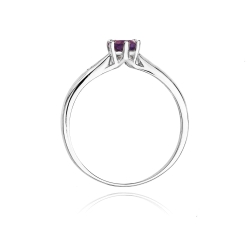 Pierścionek zaręczynowy z białego złota z ametystem i diamentami 0,01ct Fire Of Love BW-74-ametyst-b